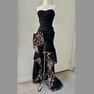 Fishtail Maxi evening dress strapless Ruffle Slit High-Low